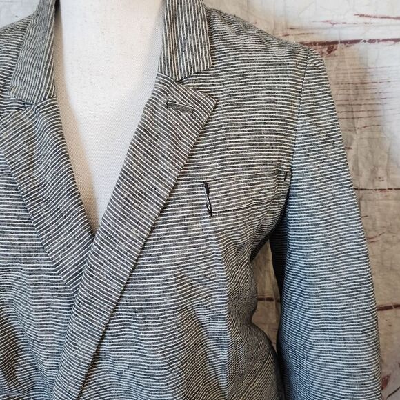 Anthropologie Daughters of the Liberation Pinstripe Linen Blend Blazer Size 10 - Picture 5 of 8